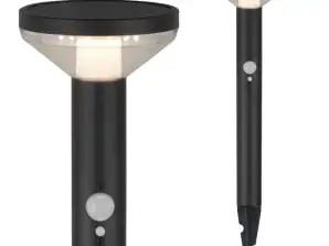Solarlampa LED Maclean med sensor 3 lägen nedstucken Li ion 18650 IP44 3 7V 1200 mAh Svart MCE465 B
