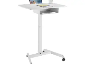 Schreibtisch für Maclean Laptop. Höhenverstellung. mit Schublade. weiß für stehende und sitzende Arbeiten. max. Höhe 113cm 8kg max. MC