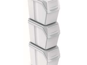 Sortibox 3x20L Recyclingbehälter Set weiß ISWB20S3