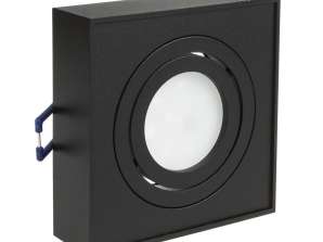 Inbyggd LED-belysning Maclean spot för MR16/GU10 svart 94x94x32mm fyrkantig aluminium MCE464 B