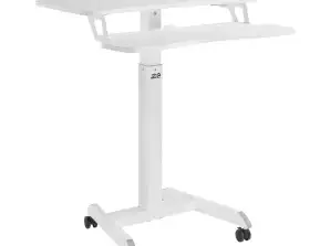 Mobile Arbeitsstation mit Höhenverstellung und doppelter Plattform Ergo Office für das Arbeiten im Stehen weiß max. 8kg max