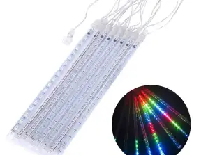 Zonne LED kerstverlichting Maclean 2,4 m lengte 144 LED-dioden 8 icicles RGB vallende icicle modus Li