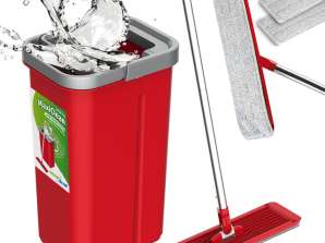 Flacher Mop mit Eimer und Abzieher GreenBlue zwei Microfaser-Einsätze HQ Fassungsvermögen 5 7L MaxiClean GB870