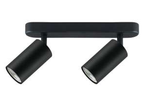 Vägg- och taklampa Maclean punktbelyst rörlig aluminium 2xGU10 55x100mm svart matt MCE452 B