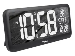 Very Large LED Wall Clock GreenBlue temperature date GB214