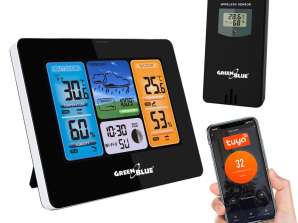 WiFi Weather Station GreenBlue compatible with TUYA external sensor calendar weather forecast barometer GB215