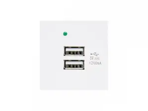 USB-Steckdose x2 mit Ladegerät Maclean doppelt 2.1A Schnellladung weiß MCE728W