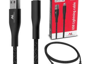 USB lightning-kabel MFi Apple Laget for iPhone / iPod / iPad Maclean 2.4A 1m svart MCE845B