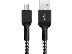 Câble micro USB Maclean  Supportant Fast Charge 2.4A  Transfert de données  5V/2.4A  Noir  Longueur 2m  MCE483