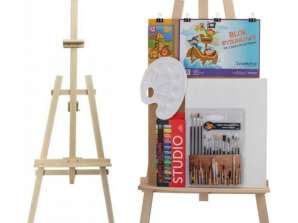 Grand ensemble de peinture : peintures, pinceaux, chevalet