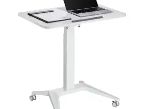 Mobiles Schreibtisch Tisch für Laptop Maclean weiß mit pneumatischer Höhenverstellung 80x52cm 8kg max 109cm Höhe MC 453W