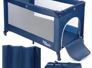 Reisebett Promedix 125x65x74cm blau mit Rollen Schutzbezug PR 803 B