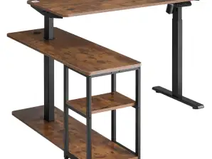 Ergo Office Elektrisch erhöhter Schreibtisch max. Höhe 121cm max 70 kg mit Platte und Ablagen für Steh- und Sitzarbeiten braun ru