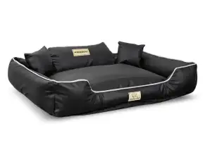 Detachable Non-Slip Eco-Leather Dog Bed 115x95cm Black KingDog