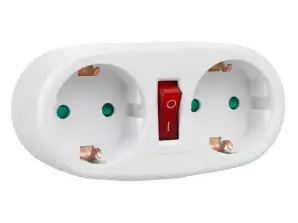 Maclean-Steckdose. Splitter mit 2 Steckdosen und Schalter. Typ F. 2x16A. MCE338 F