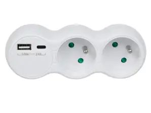 Πρίζα Maclean. διαχωριστής με 2 υποδοχές. 2x USB A/C. τύπου E. 2x16A. MCE339 Ε