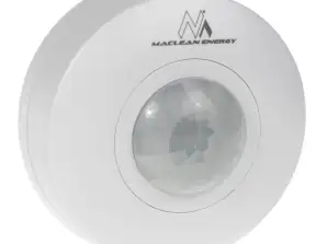 Датчик движения PIR Maclean. диапазон 6м. потолочный. макс. нагрузка 1200W. IP20. MCE314 W