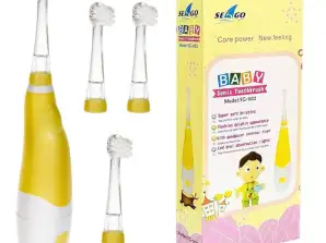 Cepillo de dientes sónico para niños SEAGO. color amarillo. 1xAAA 1.5V no incluido. 4 cabezales.