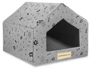Sponge Bed House Bone Black 50x40 cm h38 cm Kingdog