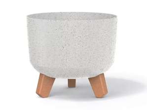 Doniczka Gracia Eco Wood blanco eco FSC mix crédito DNV COC 002260 diámetro 200 mm