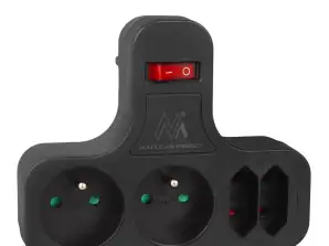 Maclean Quadruple prise de courant avec disjoncteur Pied stabilisateur Type E 2x2 5A 2x16A MCE224 E/B