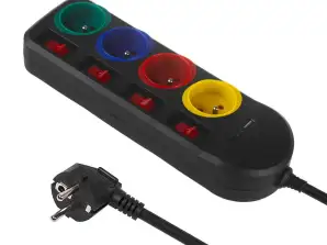 Maclean Steckdosenleiste 4 USB A / C Steckdosen mit Schaltern 250VAC/10A 1.5m Schwarz MCE508 B