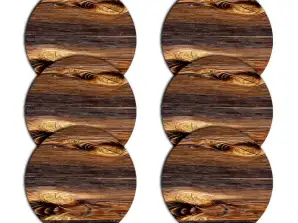 Conjunto de sous-pratos redondos 6D MADEIRA
