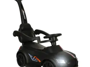 Voiture à pousser 3 en 1 avec son et lumières, noire