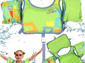 BESTWAY 32174 Chaleco de natación inflable Kapok con mangas verde 3 6 años 13 30 kg