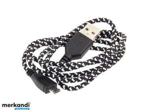 KK21C Mikro USB Kaabel 1m musta punutis