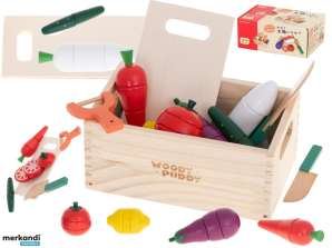 Ortaggi in legno da tagliare con magnete in una scatola accessori