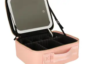 Cosmetische Organizer Sieraden Sieraden Trunk met Spiegel 10x Vergroting Roze