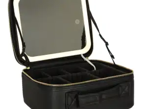 Cosmetische tas organizer voor cosmetica sieraden kofferbak met LED-spiegel zwart