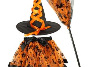 Karneval kostyme heks kostyme 3 stk oransje