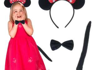 Costume de carnaval déguisement bandeau noeud papillon queue souris ensemble