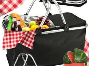 Thermischer Picknickkorb faltbar schwarz