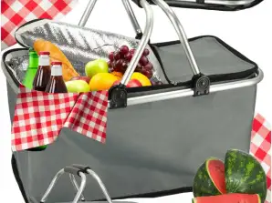 Thermischer Picknickkorb faltbar grau