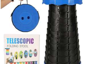 Folding chair, extendable stool, stool for home, garden, camping, blue