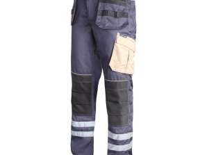 Hose grau schwarz beige mit reflektierenden Streifen.