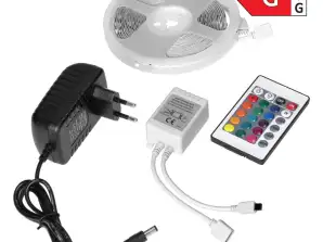 Sada LED pásku 12V 30L/m 100lm/m 7.2W/m IP20 RGB 5m RGB ovladač Napájecí zdroj 12V