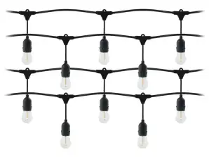 Lyskæde 1 snor 20 m 20 armaturer 20 LED-pærer 1W E27. 3000K 1 pære gratis