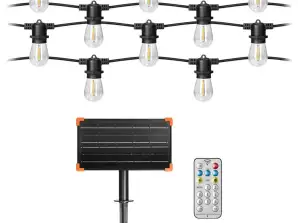 Solarleuchte Girlande   1 Schnur 20 m  20 Fassungen    20 LED-Lampen 0.1W E27. 3000K   1 Lampe gratis