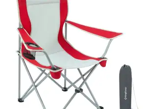KING CAMP folding camping chair with armrests steel red gray