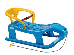 Snow Star plastic sled with support blue