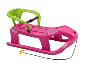 Snow Star plastic sled with backrest pink