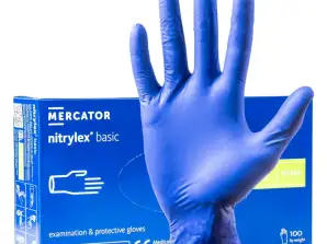 Blå nitrilhansker Mercator Nitrylex Basic størrelse M 100 stk.