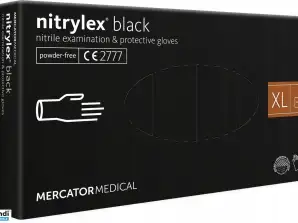 Guanti in nitrile nero mercator nitrylex basic size xl 100 pz.