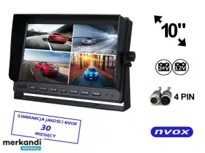 KFZ Monitor oder freistehender LCD 10 Zoll mit Unterstützung für 4 Kameras 4PIN 12V 24V... NVOX
