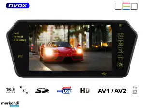 7 Zoll LCD Rückfahrmonitor im Rückspiegel USB SD AV 12V... NVOX NW701MP5