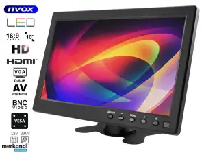 LED monitor 10 inch HD met HDMI, VGA, USB, AV 12V